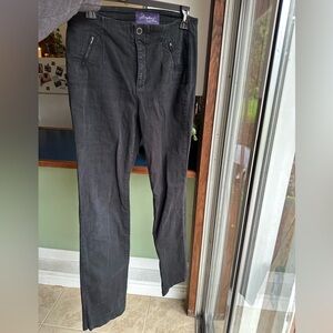 NYDJ Black Straight-Leg Jeans with Branded Waist Label